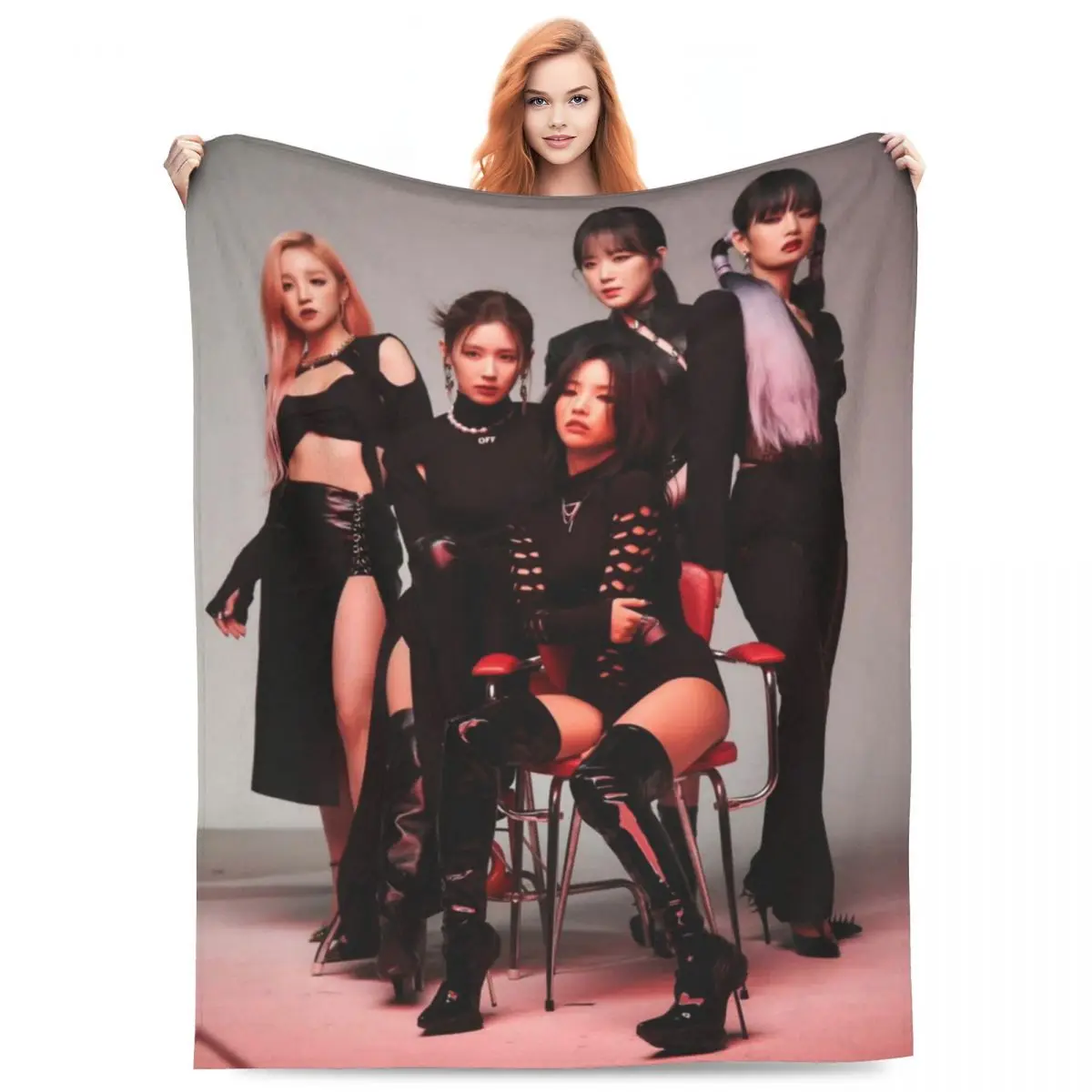 Kpop G-Gidles Flannel Blanket Music Group Warm Soft Throw Blanket for Outdoor Camping Funny Bedspread Sofa Bed Cover