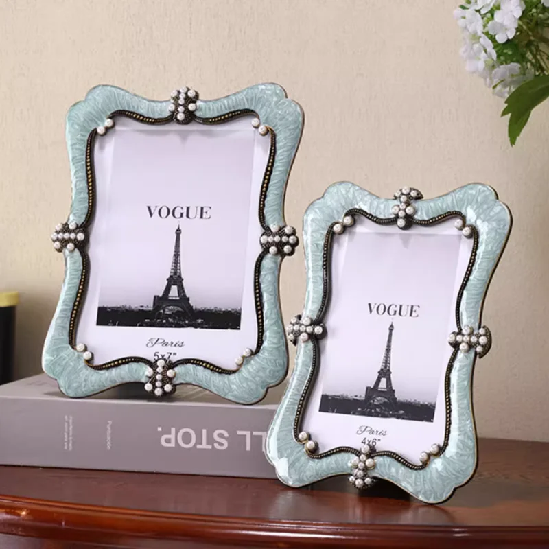 Fashion 4/6/7-Inch Light Green Metal Poster Frame Cadre Photo  Card Holder For Desktop Decoration PF011