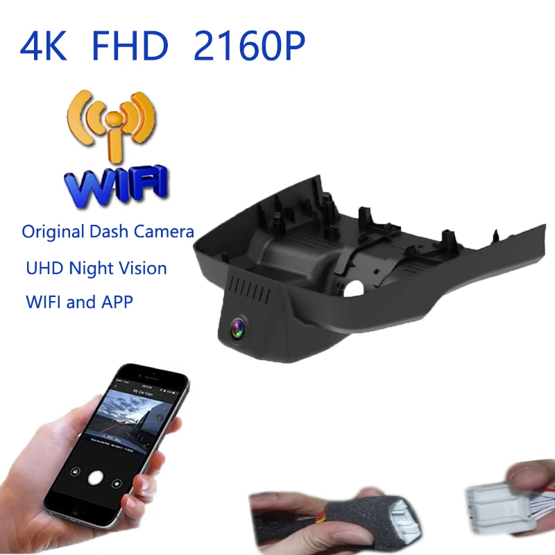 4K التوصيل والتشغيل مسجل فيديو السيارة واي فاي DVR داش كاميرا لفورد رينجر 2023 2024 صندوق أسود زاوية واسعة