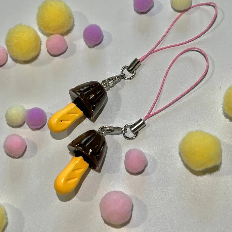 Handmade Chocolate Cogumelo Keychain, pingente do telefone móvel, presente bonito, acessórios criativos, Y2K