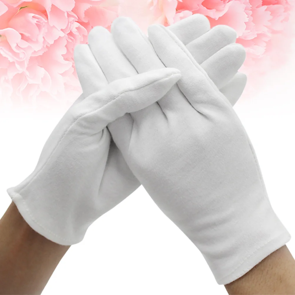 

6Pair Protective Cotton Gloves Lightweight Safety Work Gloves White for Industrial Labor Gardening Salon Salon