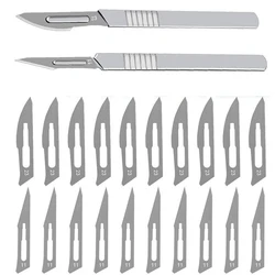 11# 23# Carbon Steel Surgical Scalpel Blades + 1pc Handle Scalpel Cutting Tool PCB Repair Animal Surgical KnifeCarbon Steel DIY