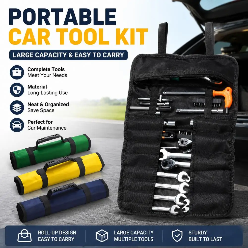 Roll Up Tool Bag Oxford Cloth Multi-Pockets Tool Organizer Storage Pouch Portable Wrench Screwdriver Carrier Bag For Hand Tool