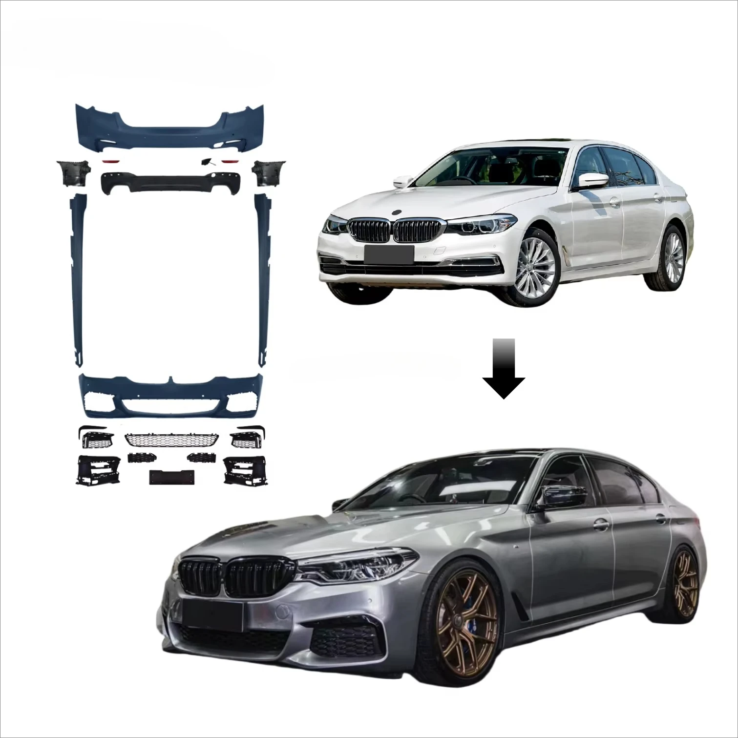 

100% Fitment for 5series G30 Pre Bodykit 2018-2020 Upgrade to G30 M-tech Sport MT Facelift Car Bumper Side Skirts