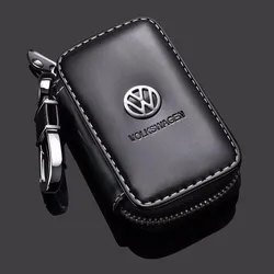 Leather Car Key Case Cover Protection Auto Key Bag Key Chain for VW Polo Golf Touareg T3 T6 T5 Passat B7 B5 Touran Beetle Tiguan
