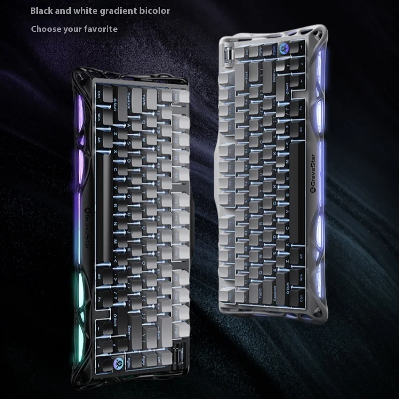 Gravastar 75k1 E-Sports Mechanical Keyboard Wired Bluetooth 2.4g Aluminum Alloy Shell Full Of Texture Ergonomics Gaming Keyboard