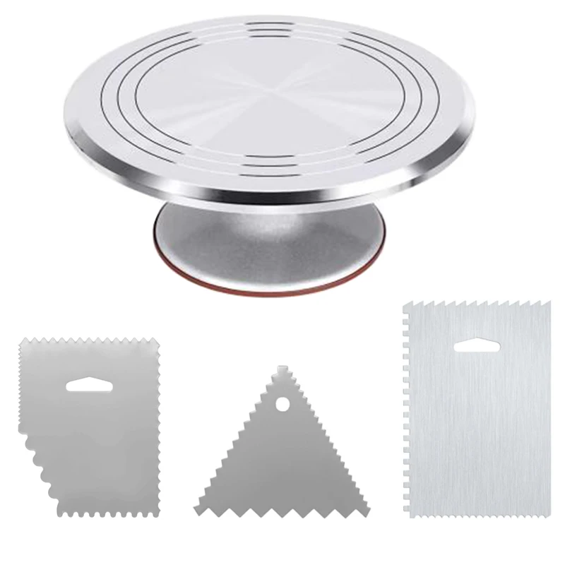 

12Inch Aluminum Cake Turntable High-quality Cream Rotating Table Cake Decorating Baking Stand with Scraper Pastry Accessories