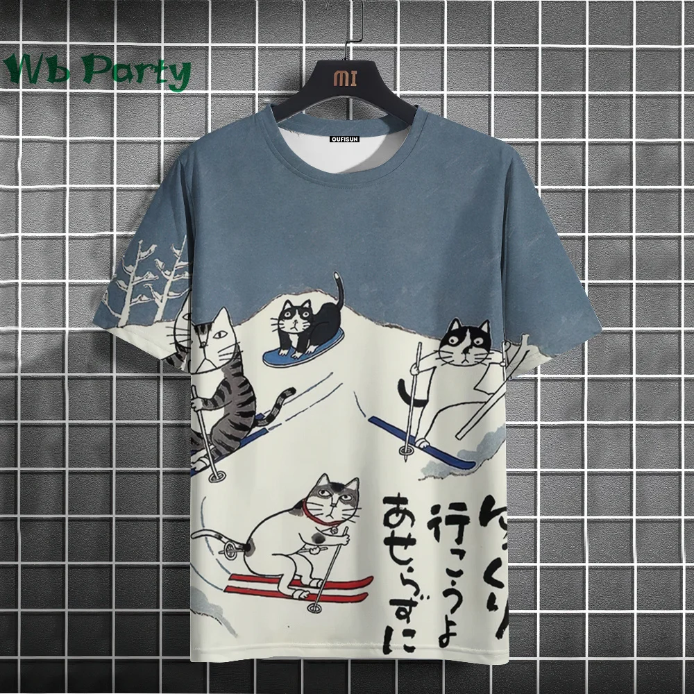

Unisex T shirt Men Women Funny Cat 3D Print Mens Clothing T shirt Men Harajuku Oversized T-shirt Short Sleeve Tee Summer Tops