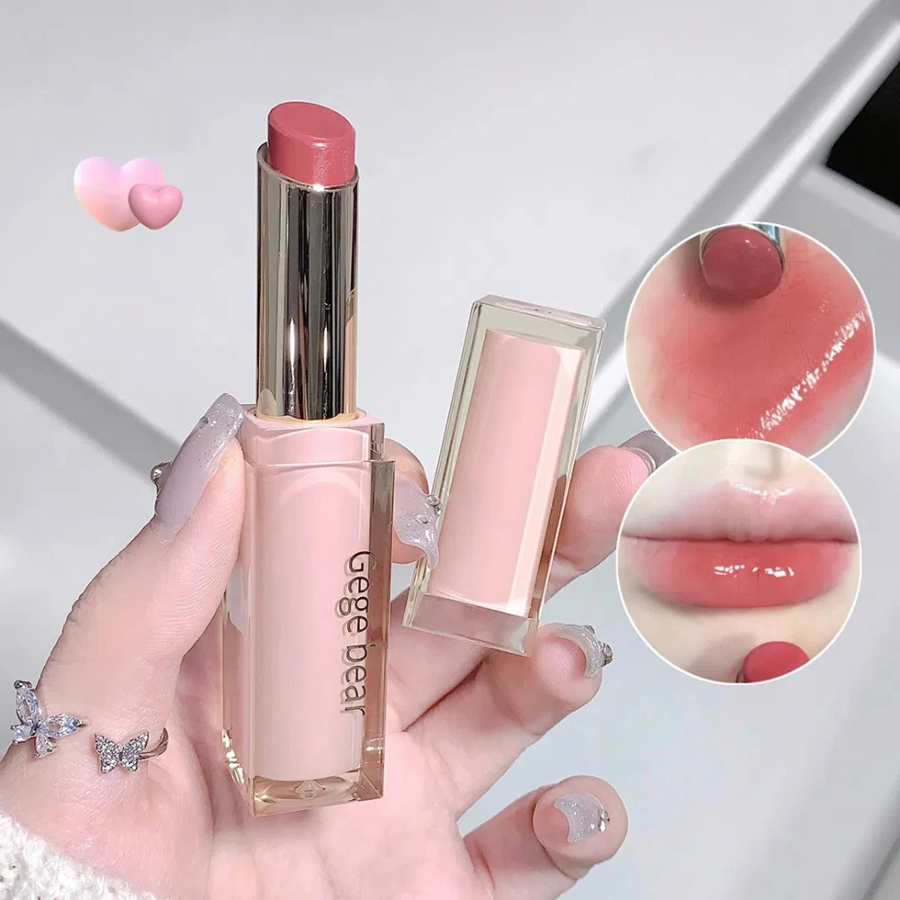 Gegebear Creamy Watery Lipstick Moisturizing Long Lasting Hydrating Non-Sticking Cup Lip Glaze Mirror Jelly Lip Gloss Makeup