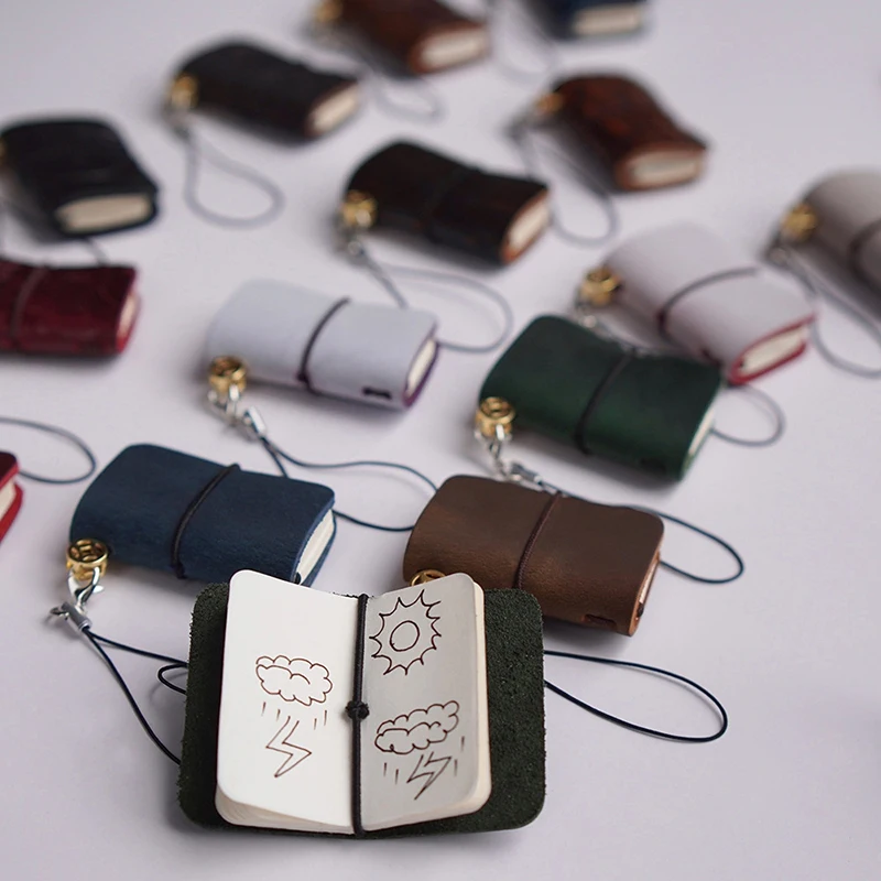 Mini Vintage Leather Notebook Retro Pocket Notepad Pendant Travel Diary Planner For Student Office Stationery Supplies