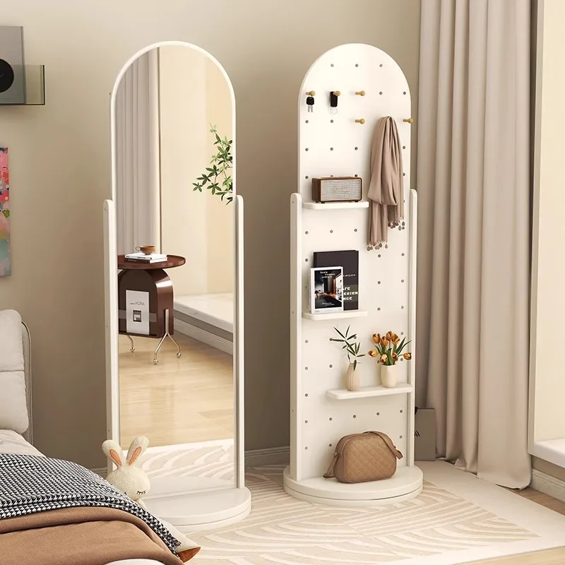 

dressing mirror rotates the whole body household coat rack integrated hanging clothes storage rack floor fitting clothes