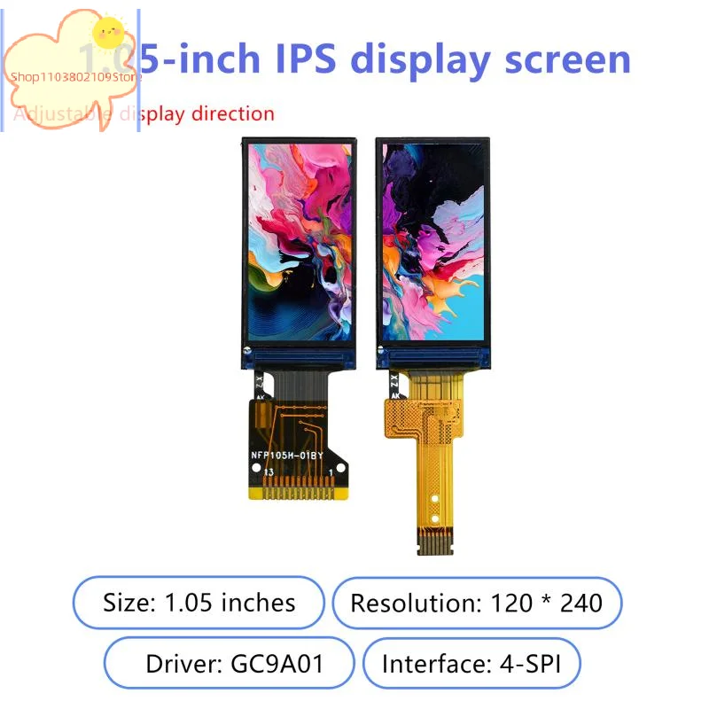【HT】【HT】1.05 Inch TFT Display LCD Screen Module 120(RGB)*240 SPI Interface GC9A01 Driver 13Pin 8Pin HD IPS LCD Display