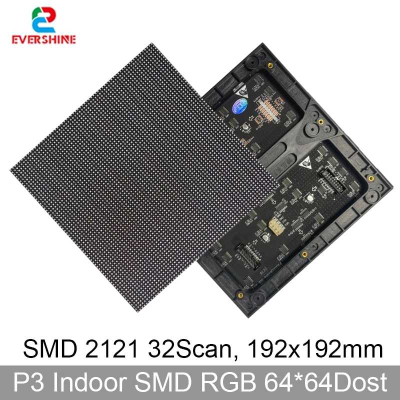 P3 192X192 Indoor LED Full Color Module Pixel Display SMD2121 Lights 64x64 Pixel RGB Matrix Panel Video Screen 1920 Refresh 32S