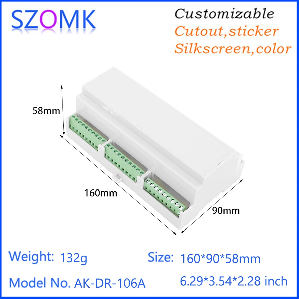 159.5x90.2x57.5MM Pcb Din Rail Mount Relay Plastic 128-5.08 Plc 27 Points Works Terminal Block Connector Din Rail