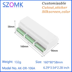 SZOMK159.5x90.2x57.5MM Pcb Din Rail Mount Relay Plastic 128-5.08 Plc 27 Points Works Terminal Block Connector Din Rail