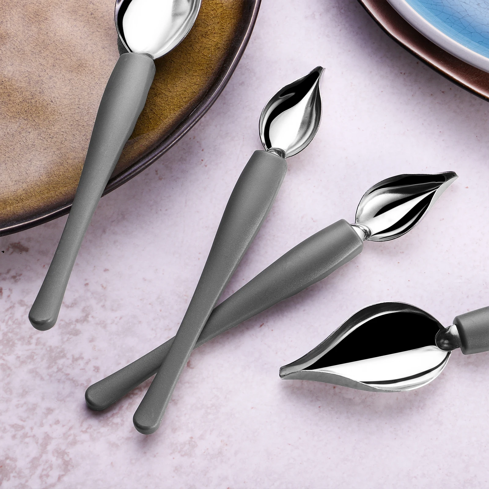 

4pcs Stainless Steel Cake Decorating Spoons Kitchen Pastry Tools Culinary Drawing Sauce Utensils For Dessert Chocolate Salad