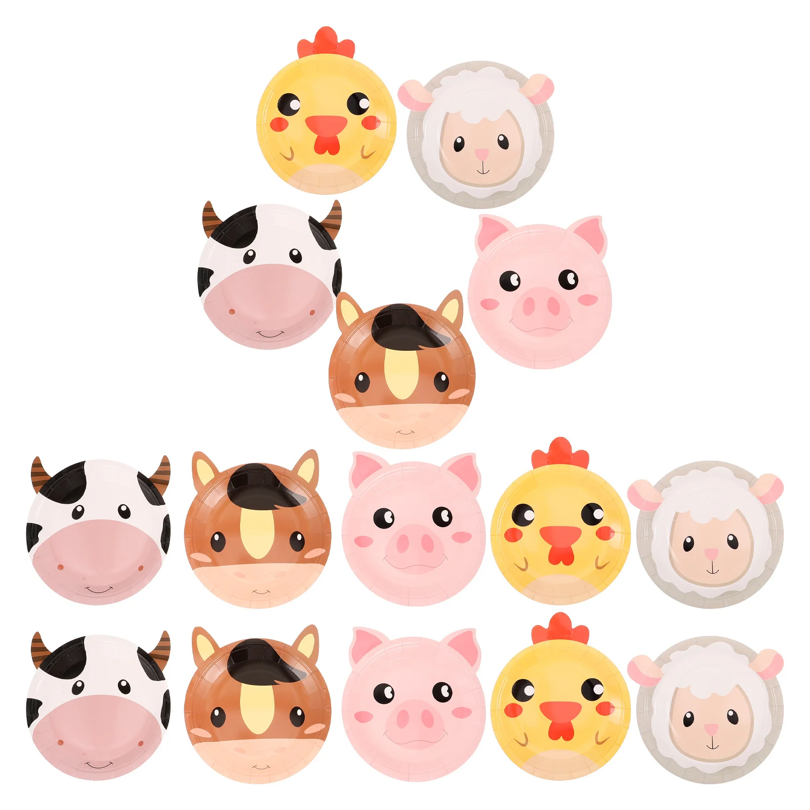 

50Pcs Farm Animal Party Plates Thickened Disposable Paper Plates Cartoon Design for Birthday Party Supplies Animal Theme