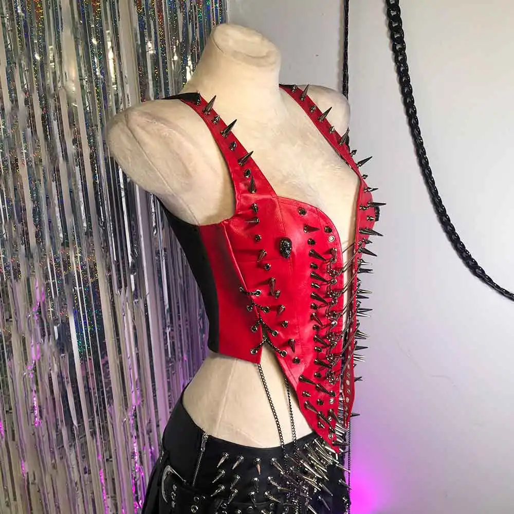 

Готический Танк Эмо Эмо Уличная Одежда Harajuku Ручная Работа 90-х 80-х годов Kawaii Goth Y2K Холтер Камзол Топы Панк-рок Гранж DIY E-Girls