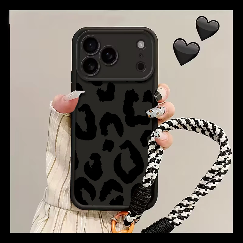 Retro-Leopardenmuster-Handschlaufenhülle für iPhone 16 17 Pro Max Hüllen iPhone 11 12 13 ProMax 14 15 7 Plus mit Lanyard Fundas – Detail 6