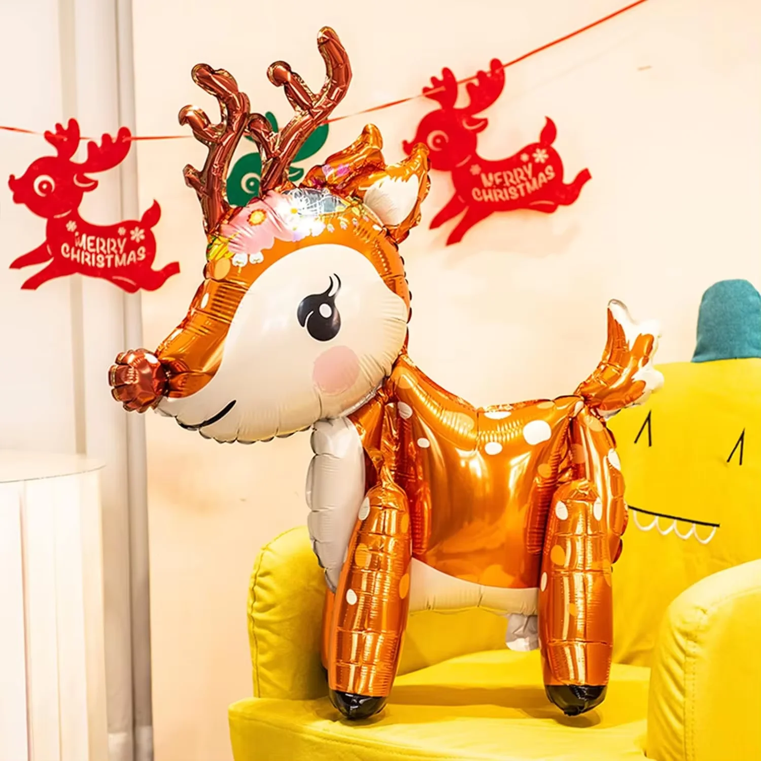 بالونات الرنة واقفة لتزيين الحفلات ، لونين ثلاثي الأبعاد ، زينة عيد الميلاد وعيد الميلاد