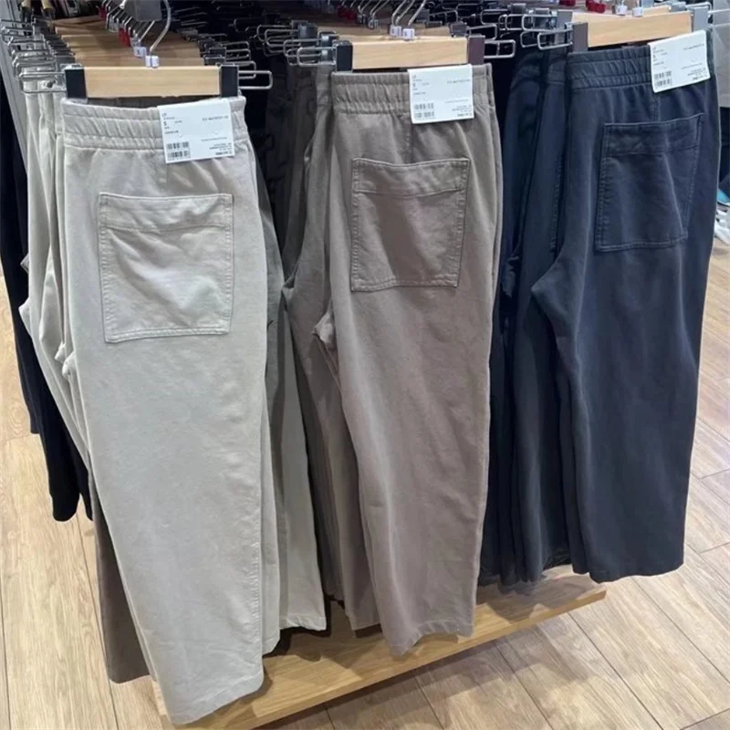 

Повседневные мужские брюки из хлопка с эластичным поясом, прямые, свободные, укороченные (до щиколотки), универсальные, модель Y4759