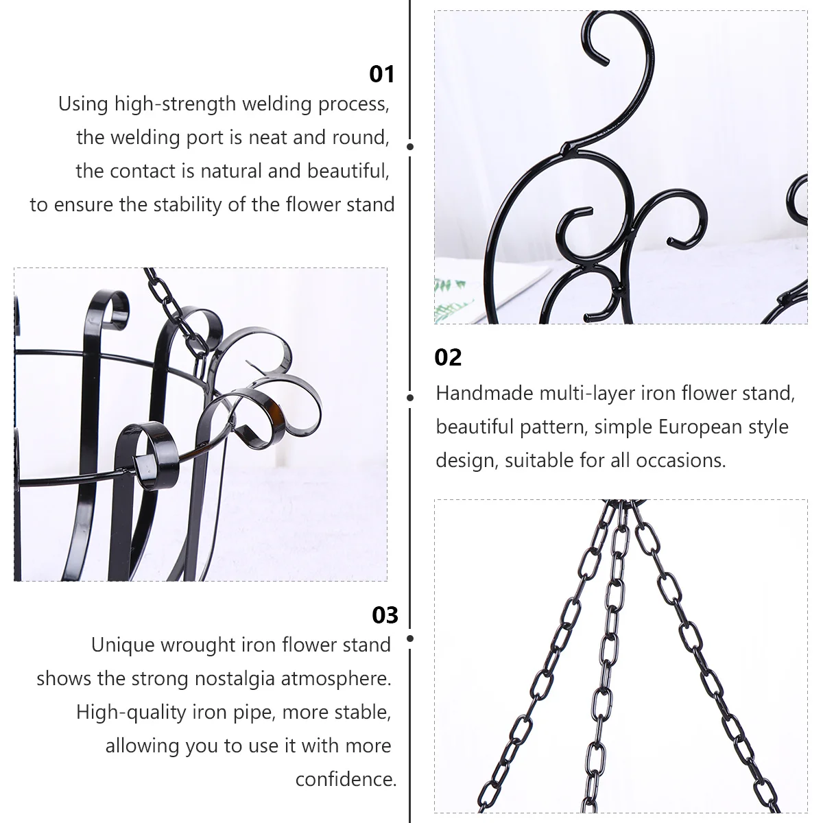 

1Pcs Indoor Iron Art Basket Flower Stand Wall Mounted Rust Proof Suspension Basket Flower Stand Home Cafe Decoration