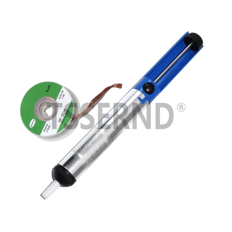 Aluminium Desoldering Suction Pump Tool Solder Sucker Suction Tin Pen Removal Device Blue Vacuum Soldering Iron Desolder