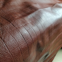 1.3mm Red-Brown Checkered Cowhide. Top-Grain Leather. Genuine Leather Fabric. DIY For Bags By Hand. Shoes. Full Sheet Cutting