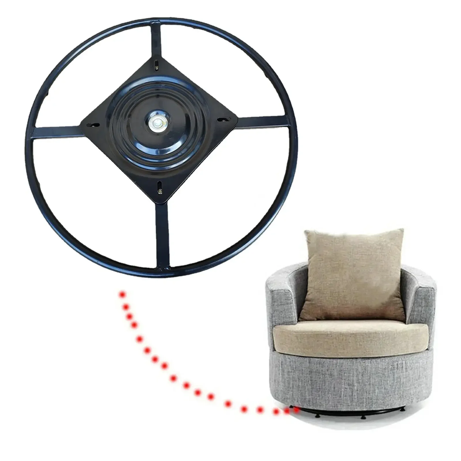 600mm Swivel Chair recliner Base Bracket 360 Degree Rotate with 10 Square Inch Plate Replaces Durable Black Finished Spare Parts