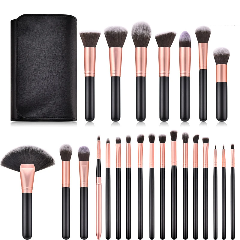 24-teiliges Make-up-Pinsel-Set für Puder, Foundation, Lidschatten, Eyeliner, Lippen, Champagner