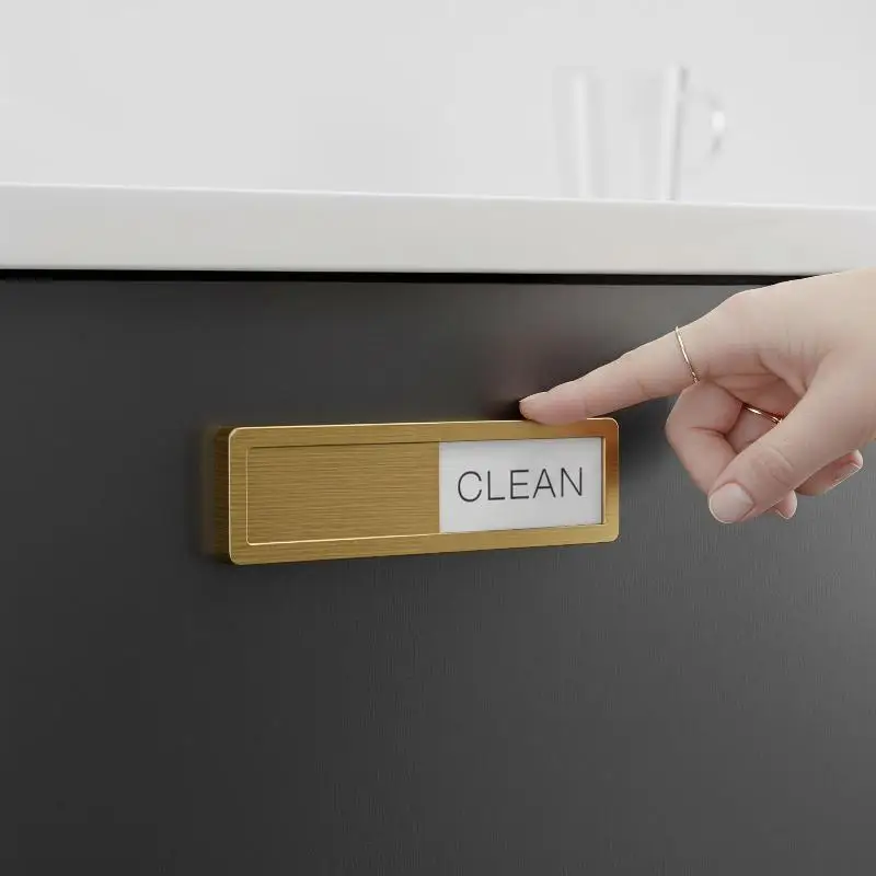 Dishwasher Clean Dirty Magnet Sign Non Scratch Premium Stainless Steel Black White for Household Kitchen Daily Use