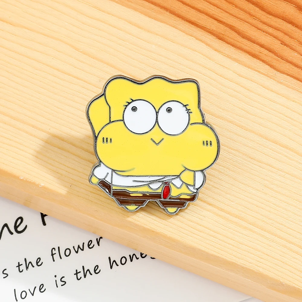 Spongebob Brooch Cute Cartoon Metal Anime Patricks Stars Garys Decoration Jewelry Kids Girls Coat Enamel Lapel Pin Badges Gift