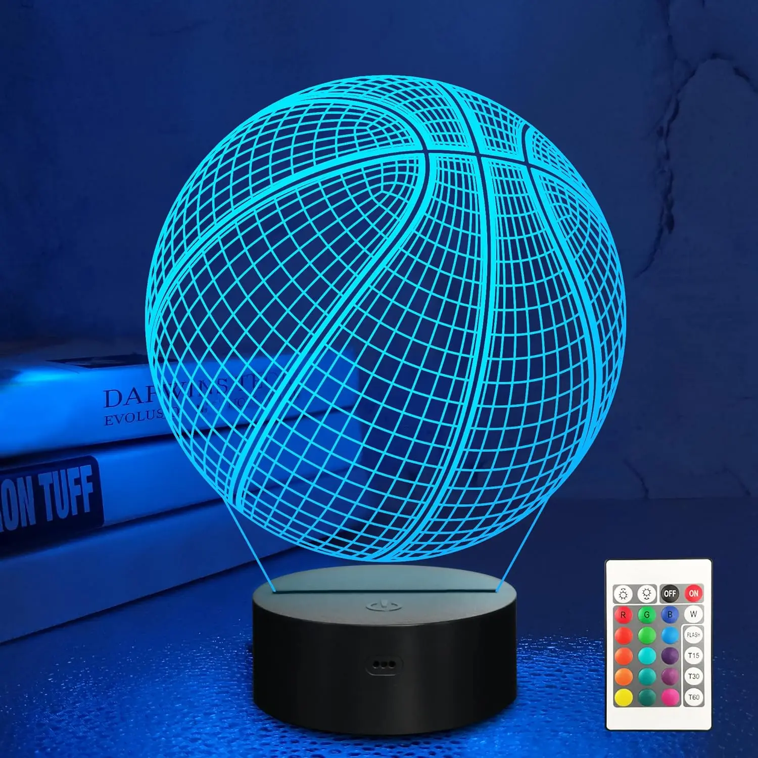 Night Light Soccer 3D Optical Illusion Lamp with Remote Control 16 Colors Changing  Football Birthday Xmas Valentine's Day Gift