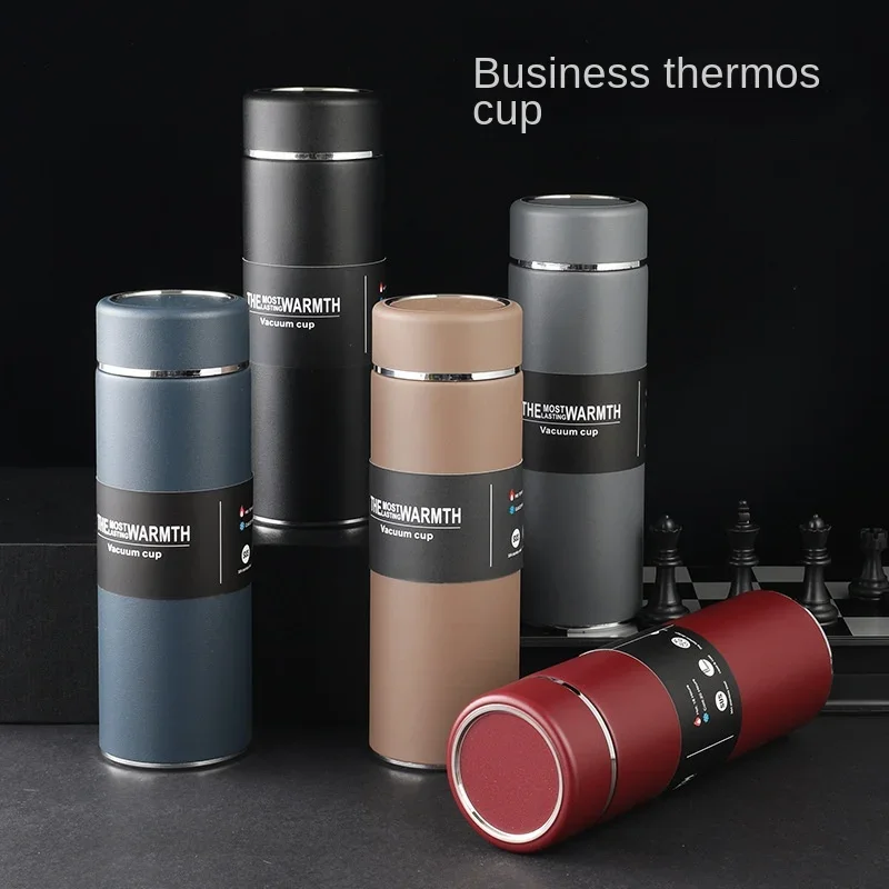 

450ml Thermos 304 Stainless Steel Vacuum Cup New with Tea Strainer Business Straight Cup Car Office Bottle Canecas Termos