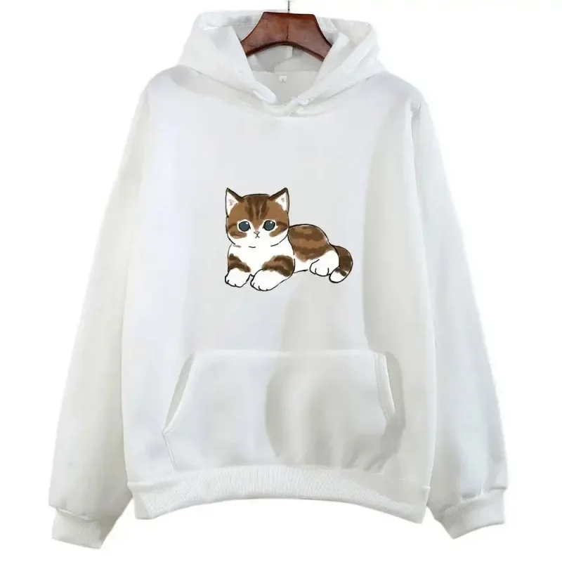 Cat Pattern Lying Down Youthful and Fashionable Paired with Street Style Sports Women's Clothing Casual Hoodie