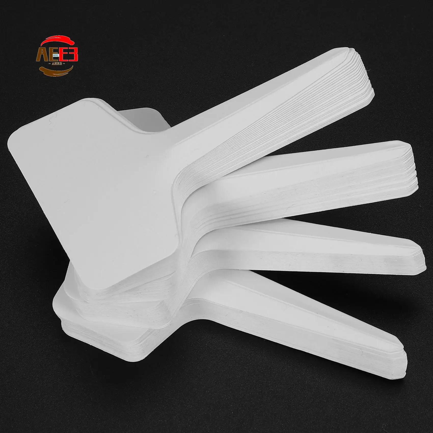 AEE3-100 Pcs Garden Labels Gardening Plant Classification Sorting Sign Tag Ticket Plastic Writing Plate Board Plug In Card White