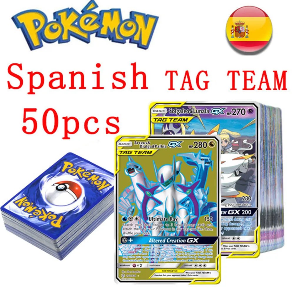 Holographic Pokemon Cards  Vstar TAG TEAM GX VMAX V Trainer Energy Shining Cards Game Castellano Children Toy Gift