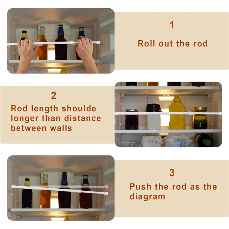 4PCS Rv Refrigerator Bars Adjustable Rv Fridge Tension Bars Rv Fridge Bars For Holding Food Drinks Rv Fridge Parts