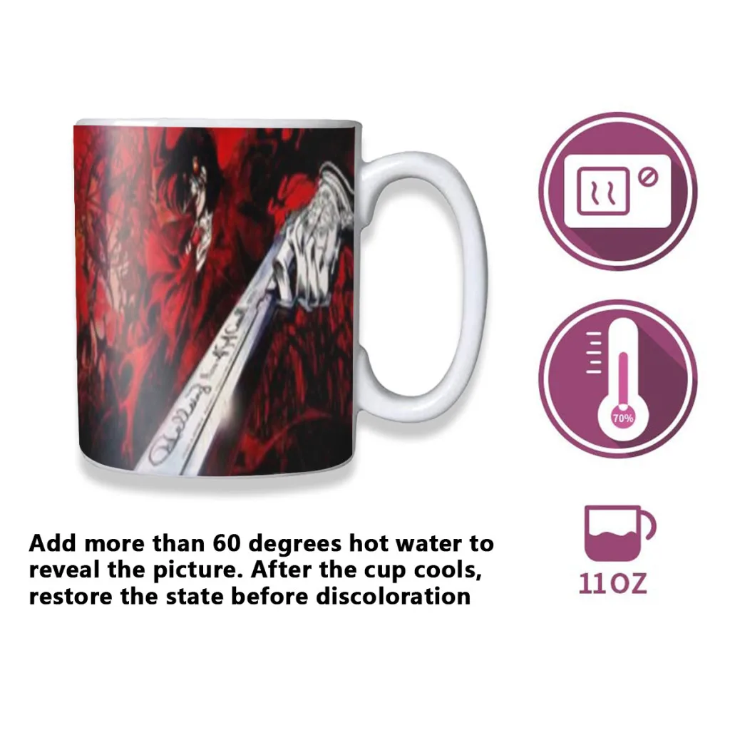 Alucard Hellsing Anime Movie New Creative Color Changing Mug Ceramic Coffee Milk Tea Cup Gifts Free shipping