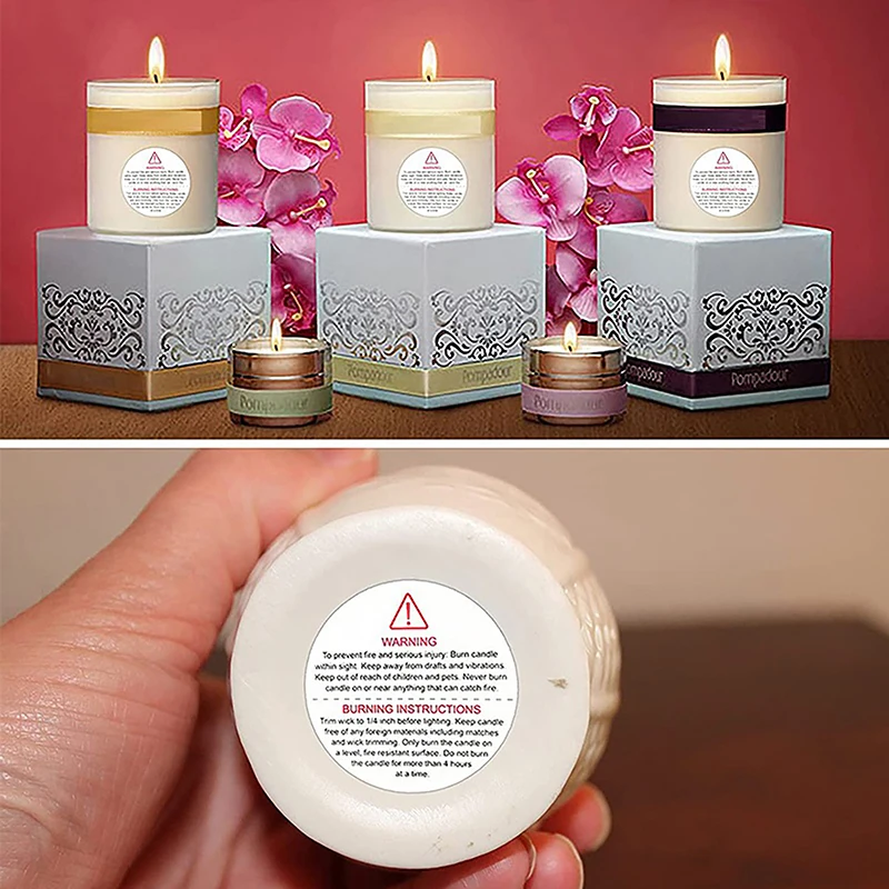 500Pcs/Roll Candle Jar Container Warning Label Waterproof Stickers Melting Safety Label Self-adhesive
