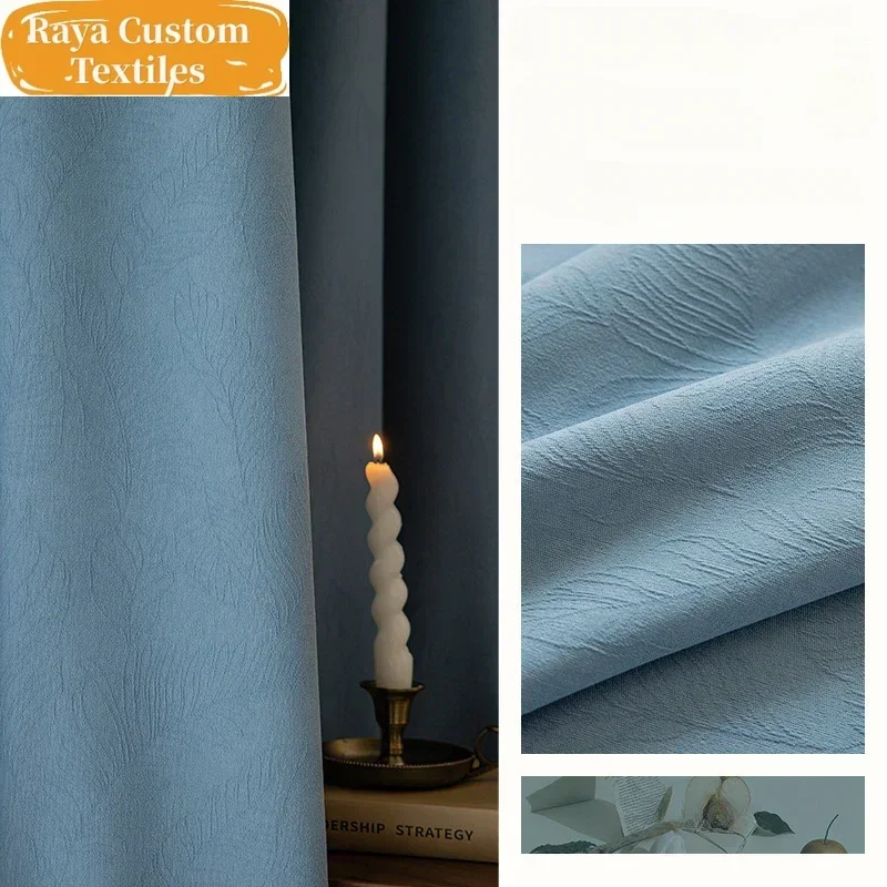 

Custom Size！！Modern Luxury Blackout Jacquard Fabric Simple Curtains for Living Dining Room Bedroom Decor Window White Tulle