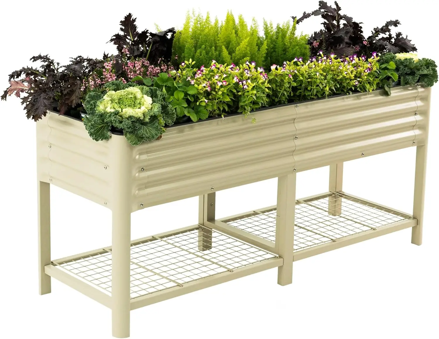 

Elevated Garden Bed-V Series, 2' x 6' Raised Garden Beds with Legs & Storage Rack for Lawn & Patio, Outdoor Planter Box for Gard