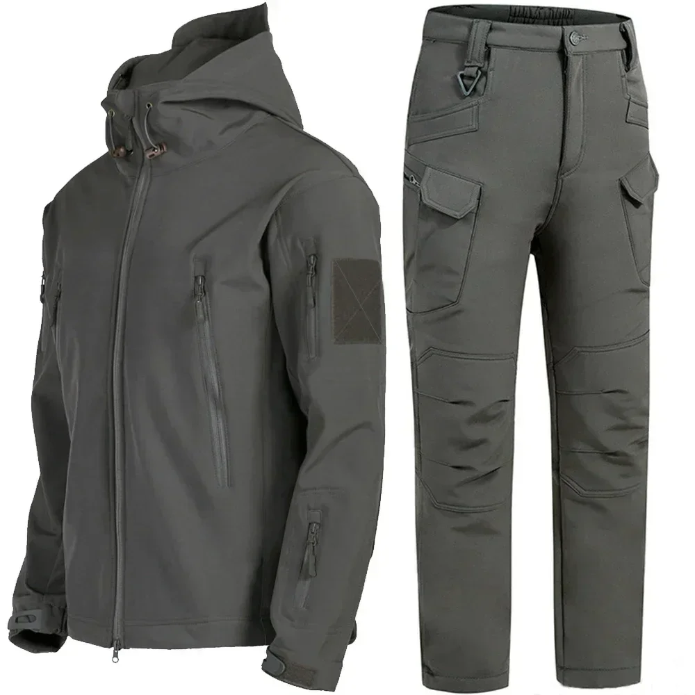 Outdoor Sharkskin Warm Suit Special Soldiers Camouflage Plush and Thick Coat Autumn and Winter Soft Shell Large HiKing Jakets