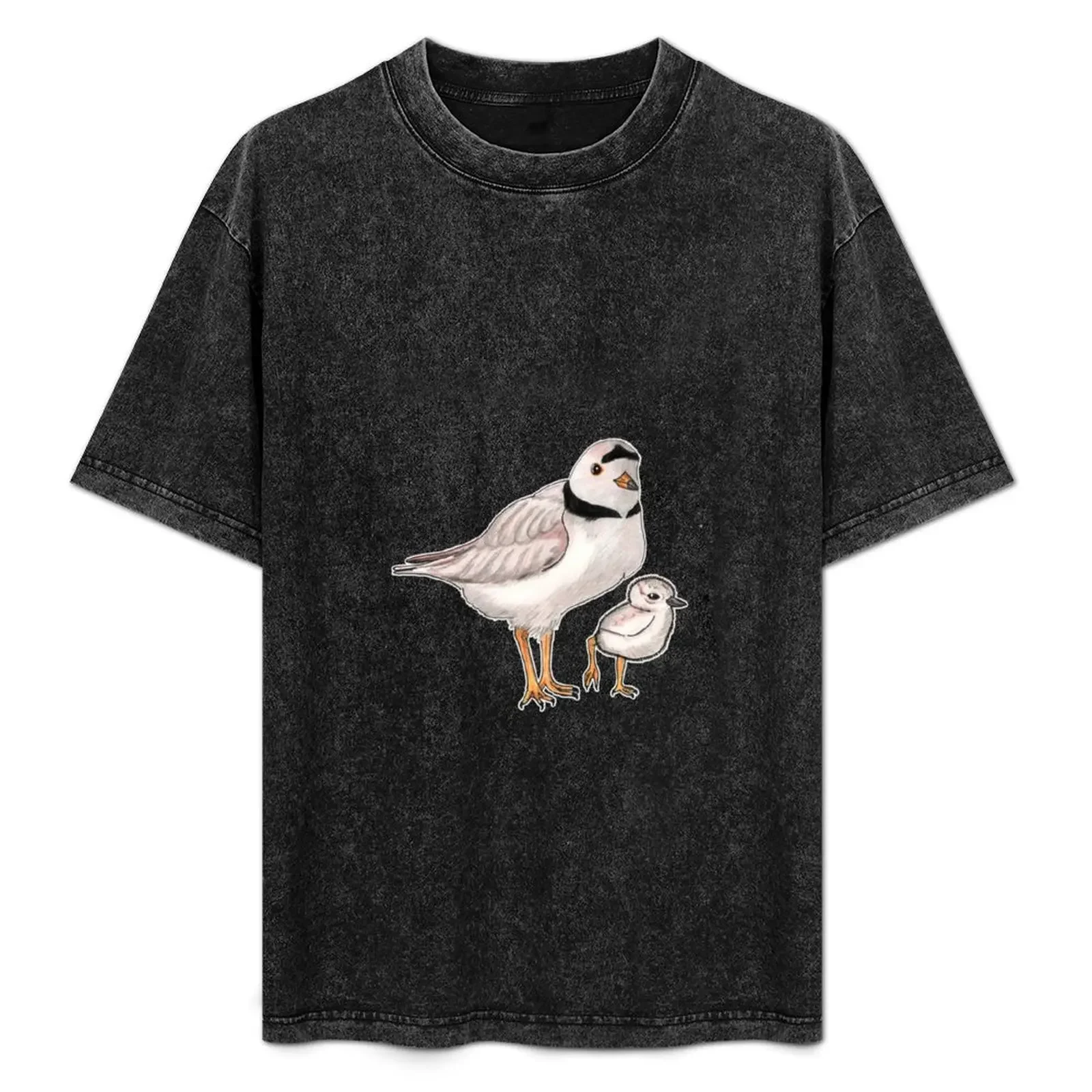 

Piping Plover with Chick T-Shirt oversize t-shirts man funny shirt cotton tops mens white t shirts