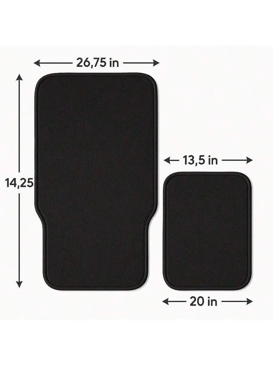 

4 Piece Car Floor Mats Set Front 26.75x14.25 In Rear 20x13.5 In