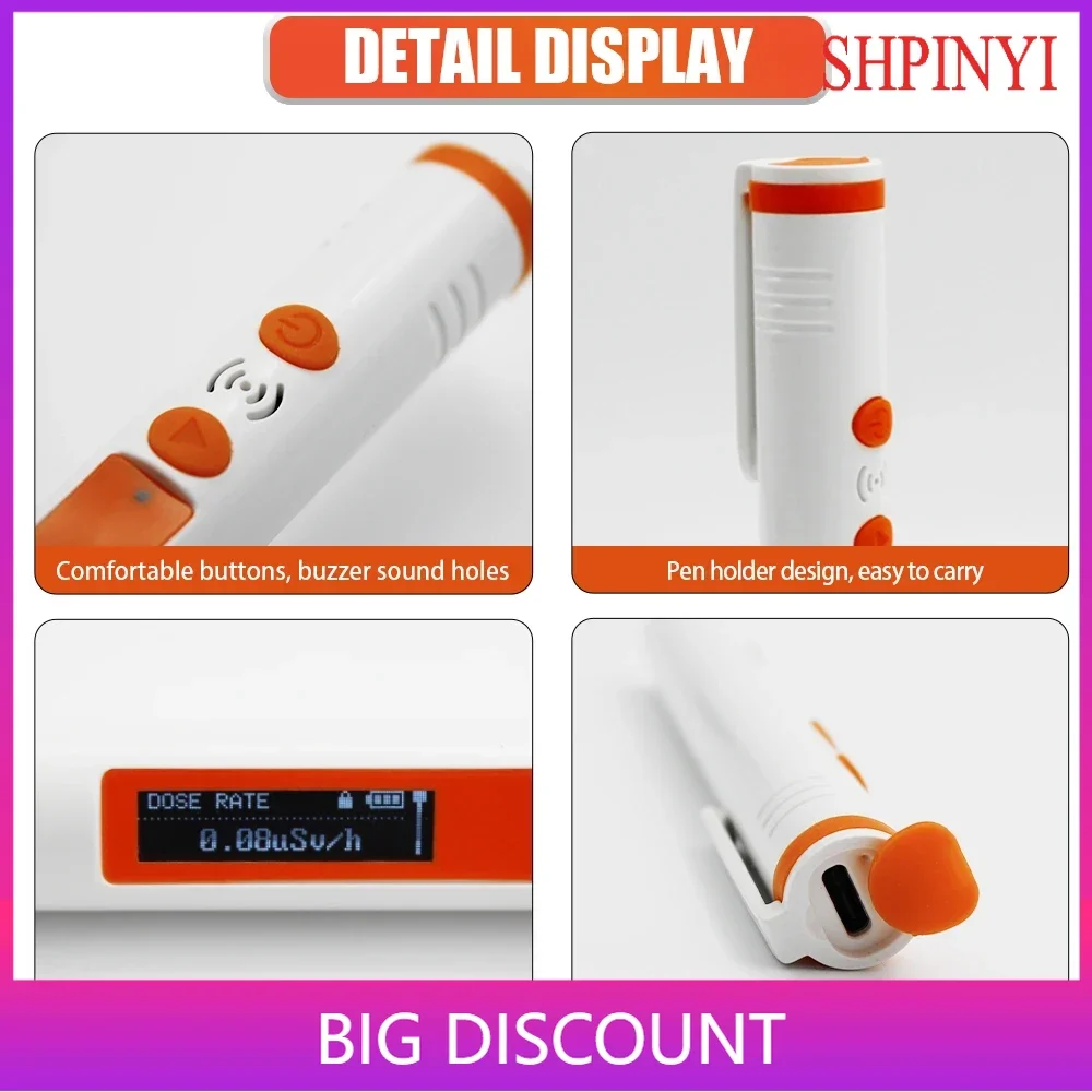 AIKESI HFS-P3 Rechargeable Pen Type Personal Nuclear Radiation Dosimeter Workplace X-ray Radioactivity Tester Marble Detector