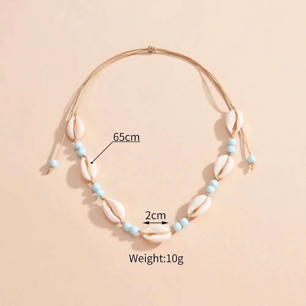 New Shell Shell Beaded Necklace Adjustable Purple/Blue/Pink/White Shell Necklace Shell Braided Chain Woman