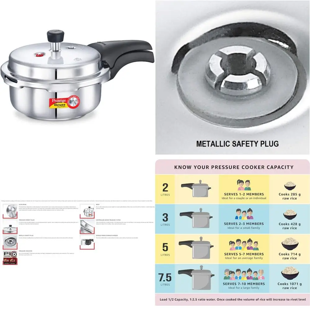 

Stainless Steel 2 Liter Pressure Cooker, 2.11 Quarts, Premium Quality, Fast Cooking, Easy to Use, Time-Saving Kitchen Essential