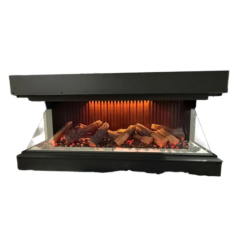 127cm L 50 Inch Modern LCD Holographic Electric Fireplace Insert Built-In Type 4K Display Screen Steel Household Hotel English