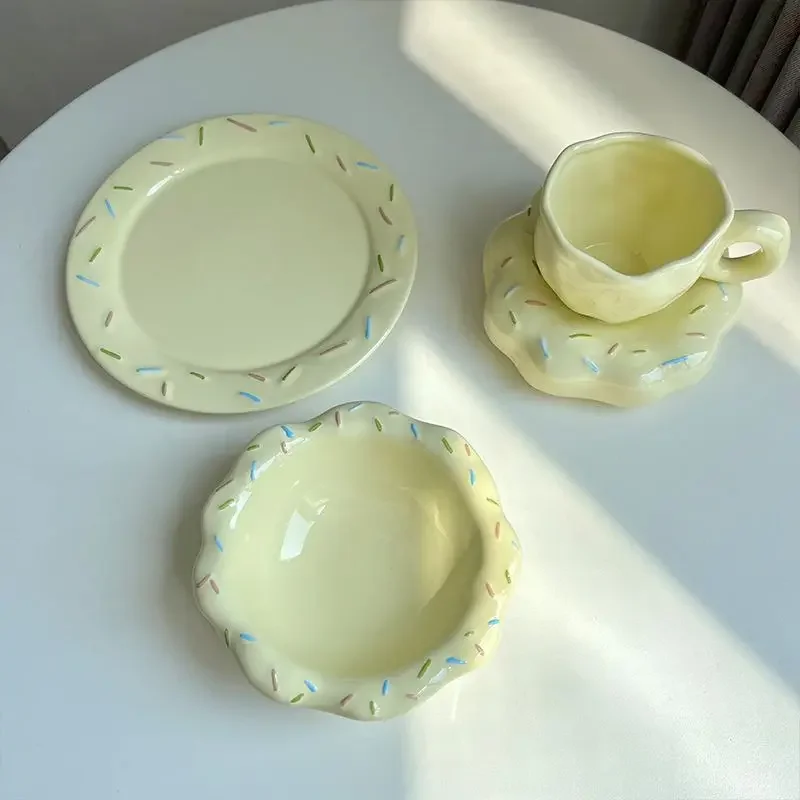 

Японский милый пончик, керамическая чашка для послеобеденного чая, кофейная чашка, кружка для воды, фруктовая чаша, посуда для хлеба, тарелка